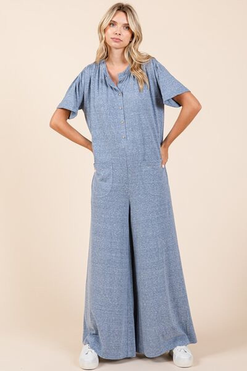 Mittoshop Button Detail Wide Leg Jumpsuit for Women