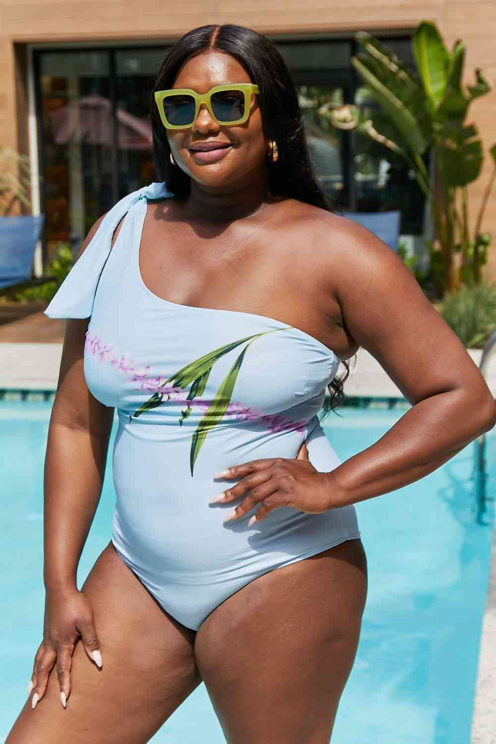 Marina West Pastel Blue One Shoulder Swimsuit - Vacay Mode