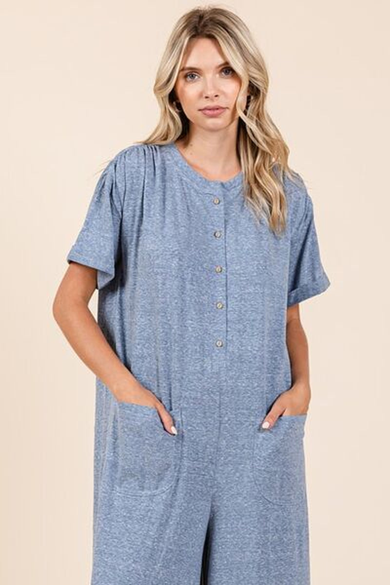 Mittoshop Button Detail Wide Leg Jumpsuit for Women