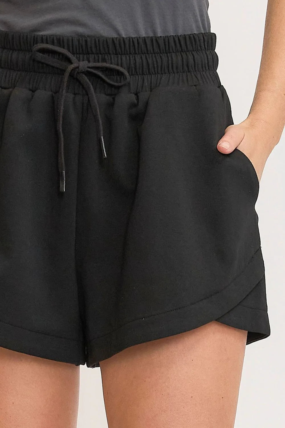 Umgee Full Size Drawstring Sweatshorts with Pockets plus Size